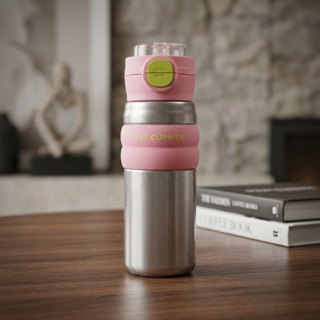 Premium Pink Stainless Steel Water Bottle – Sports & Travel Bottle