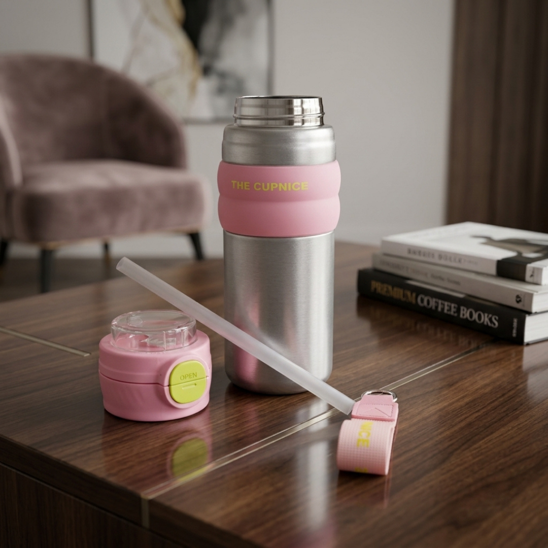 Premium Pink Stainless Steel Water Bottle – Sports & Travel Bottle