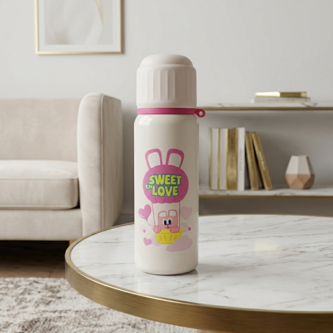 Sweet Love Kids Water Bottle – Cute Pink Printed Bottle
