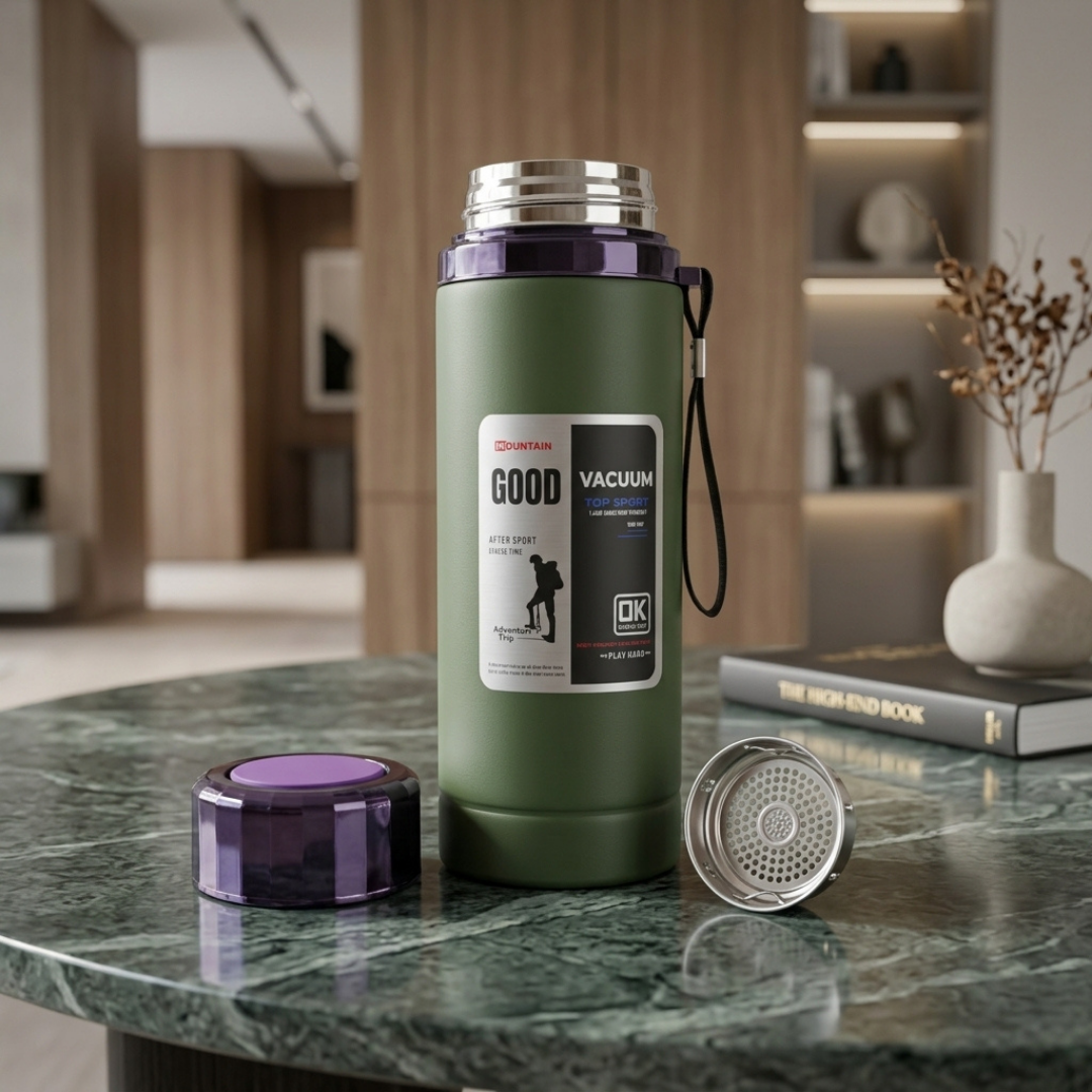 Premium Green Vacuum Water Bottle – Insulated Stainless Steel Sports Flask