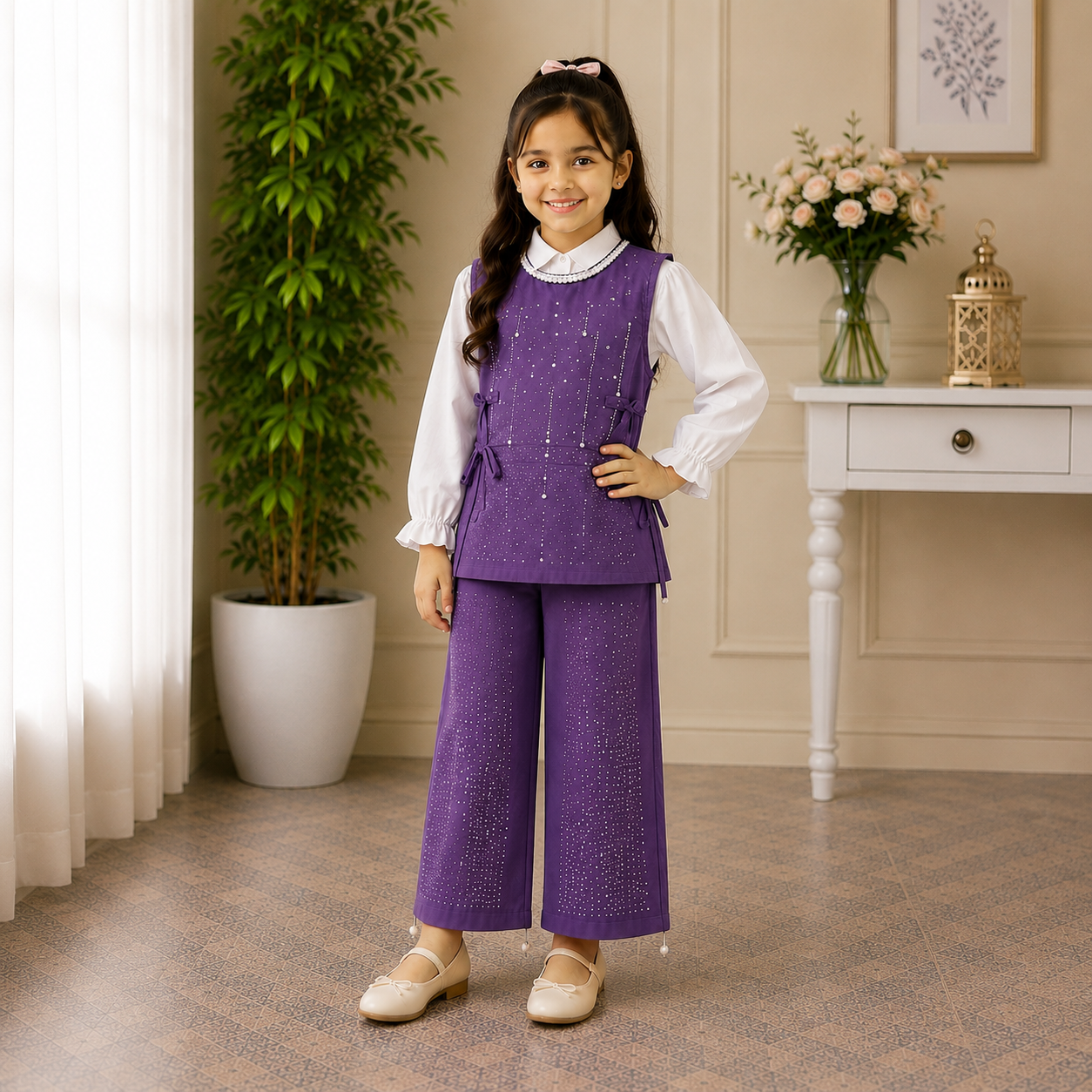 Girls Pink Fancy 2-Piece Suit – Party Wear Collection