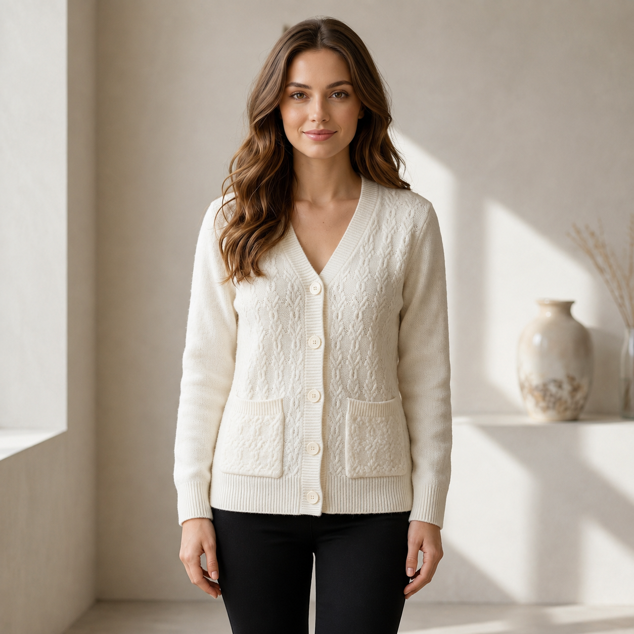 Ivory Cable Knit Cardigan
