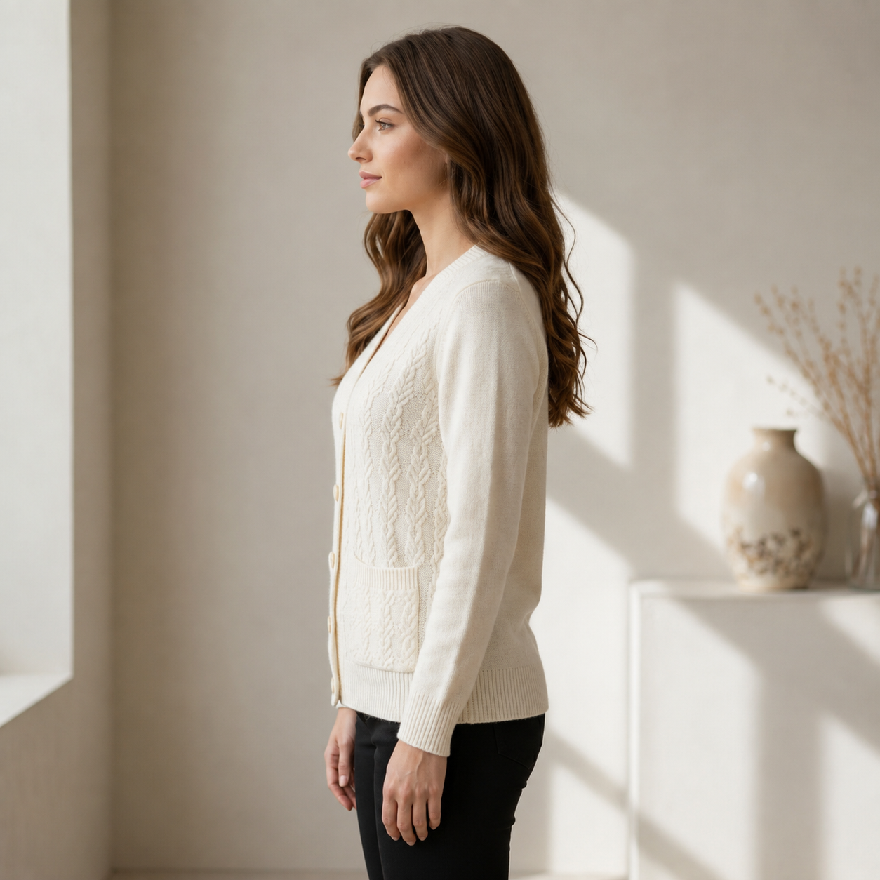 Ivory Cable Knit Cardigan