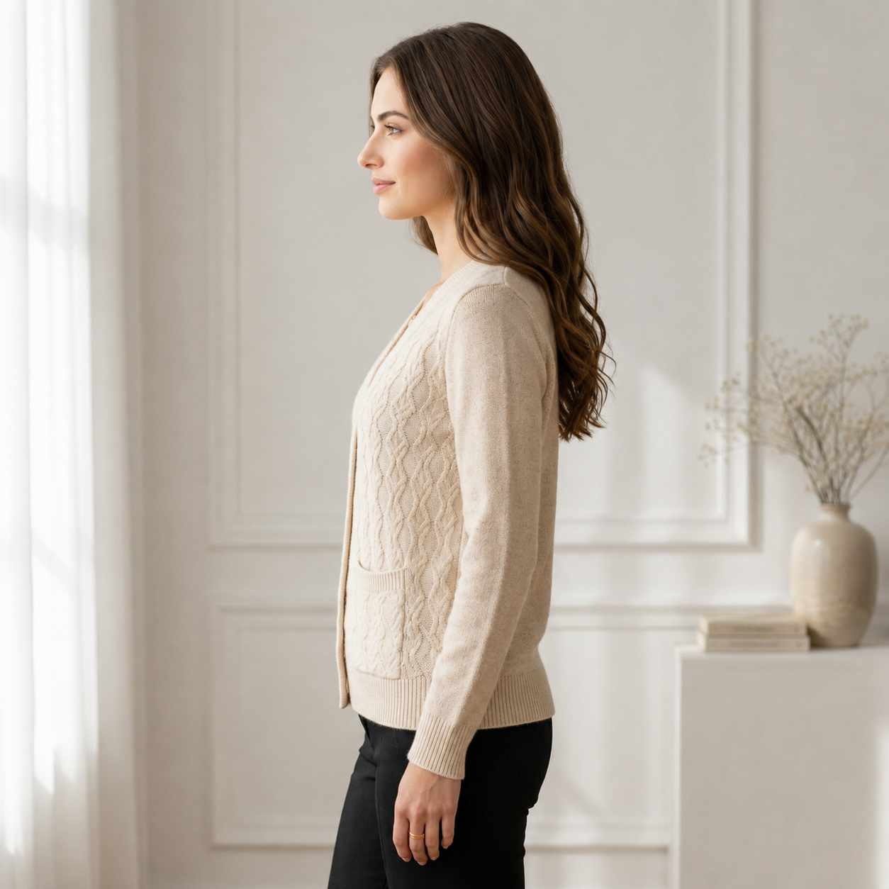 Cream Cable Knit Cardigan