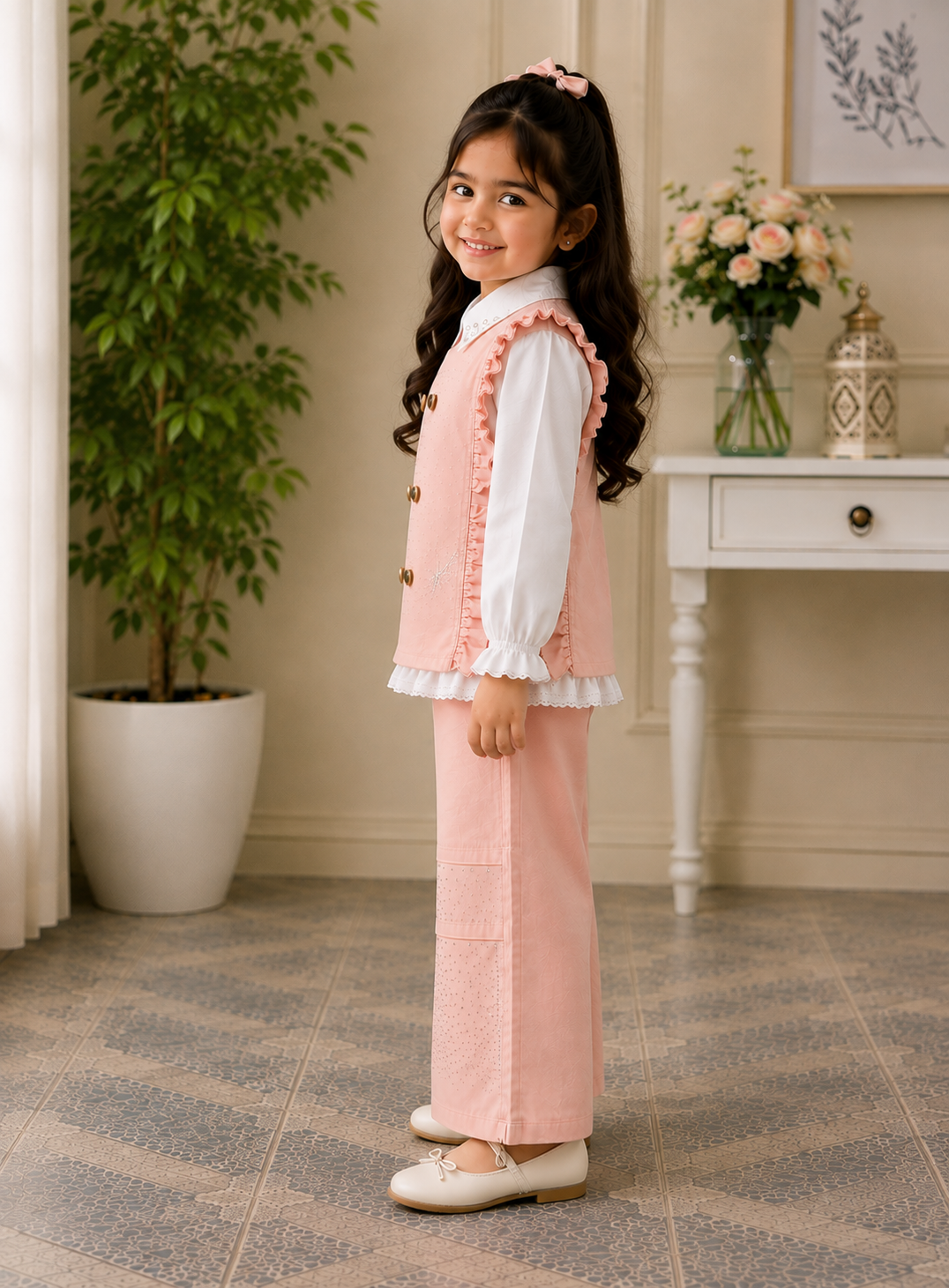 Girls Pink 2-Piece Party Wear Dress – Stylish & Elegant