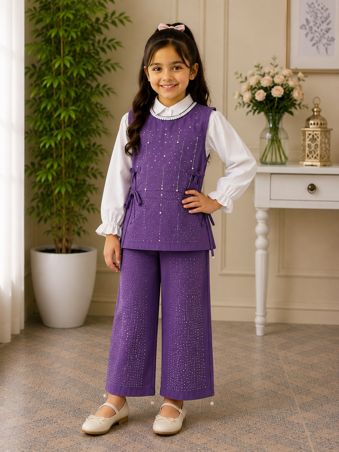 Girls Pink Fancy 2-Piece Suit – Party Wear Collection