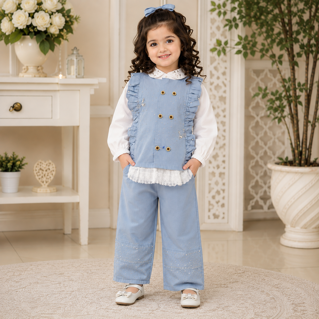 Girls Pink Fancy Dress – Elegant 2-Piece Party Wear