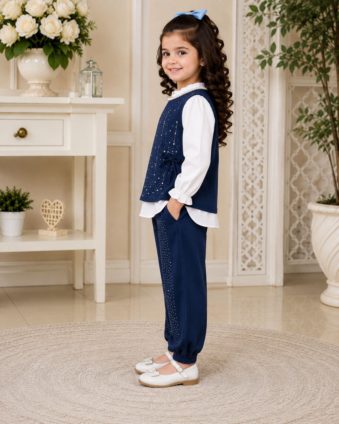Girls Pink Embroidered 2-Piece Party Wear Suit – Stylish & Elegant