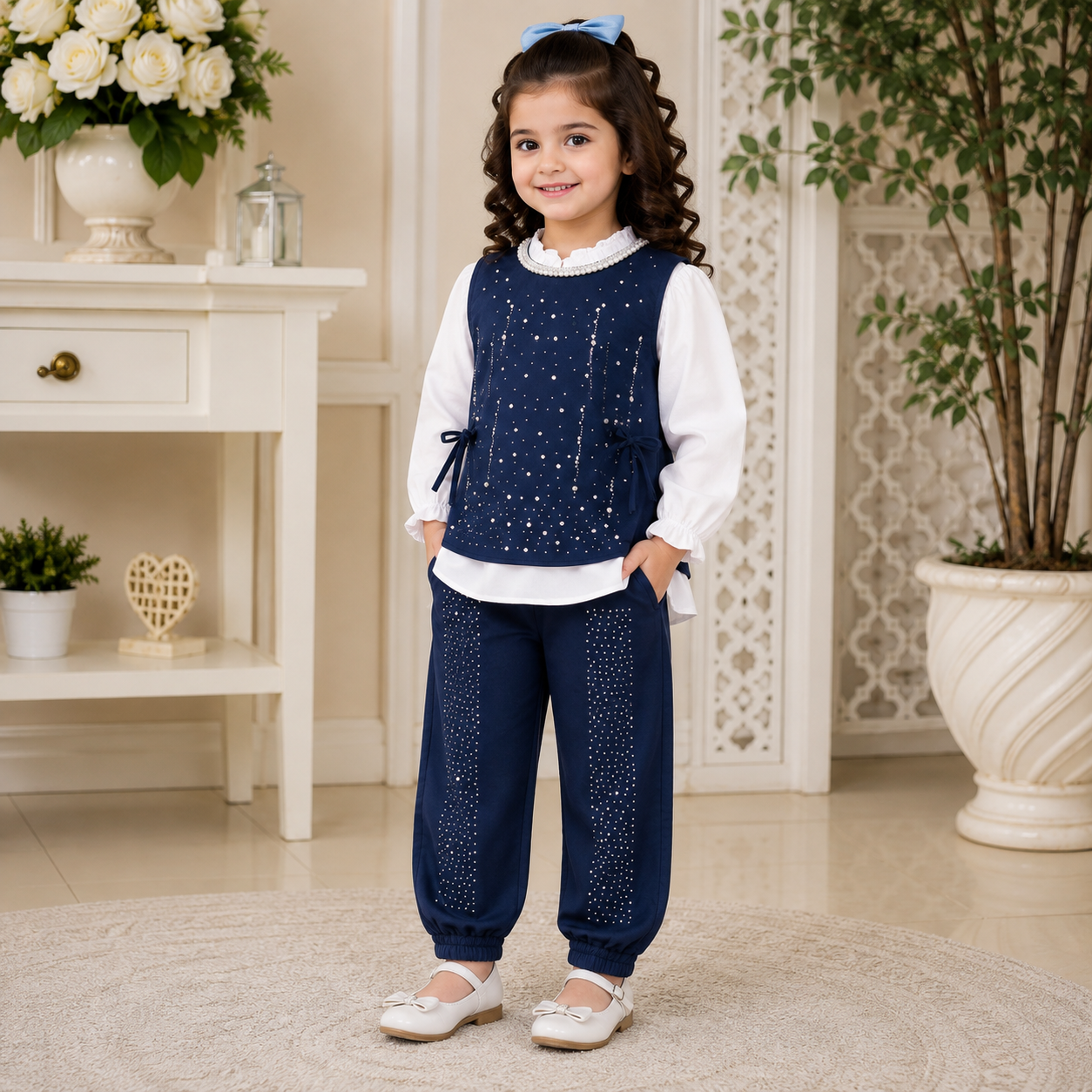 Girls Pink Embroidered 2-Piece Party Wear Suit – Stylish & Elegant