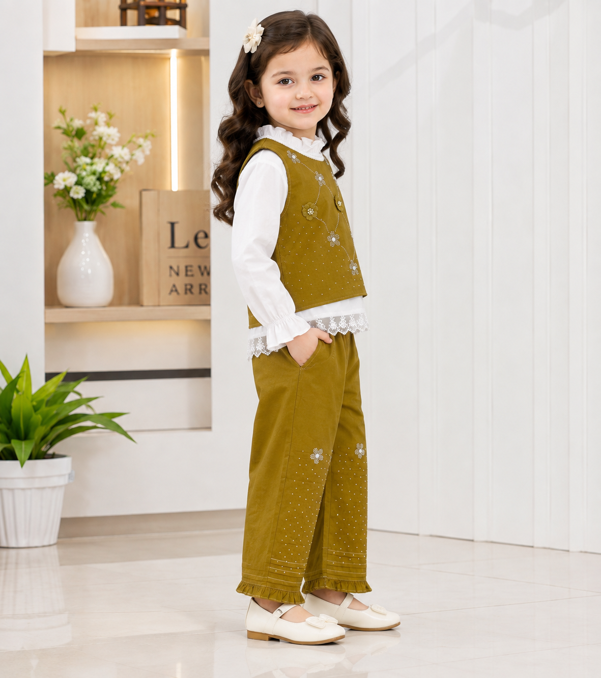 Girls Pink Embroidered 2-Piece Party Wear Suit – Stylish & Elegant