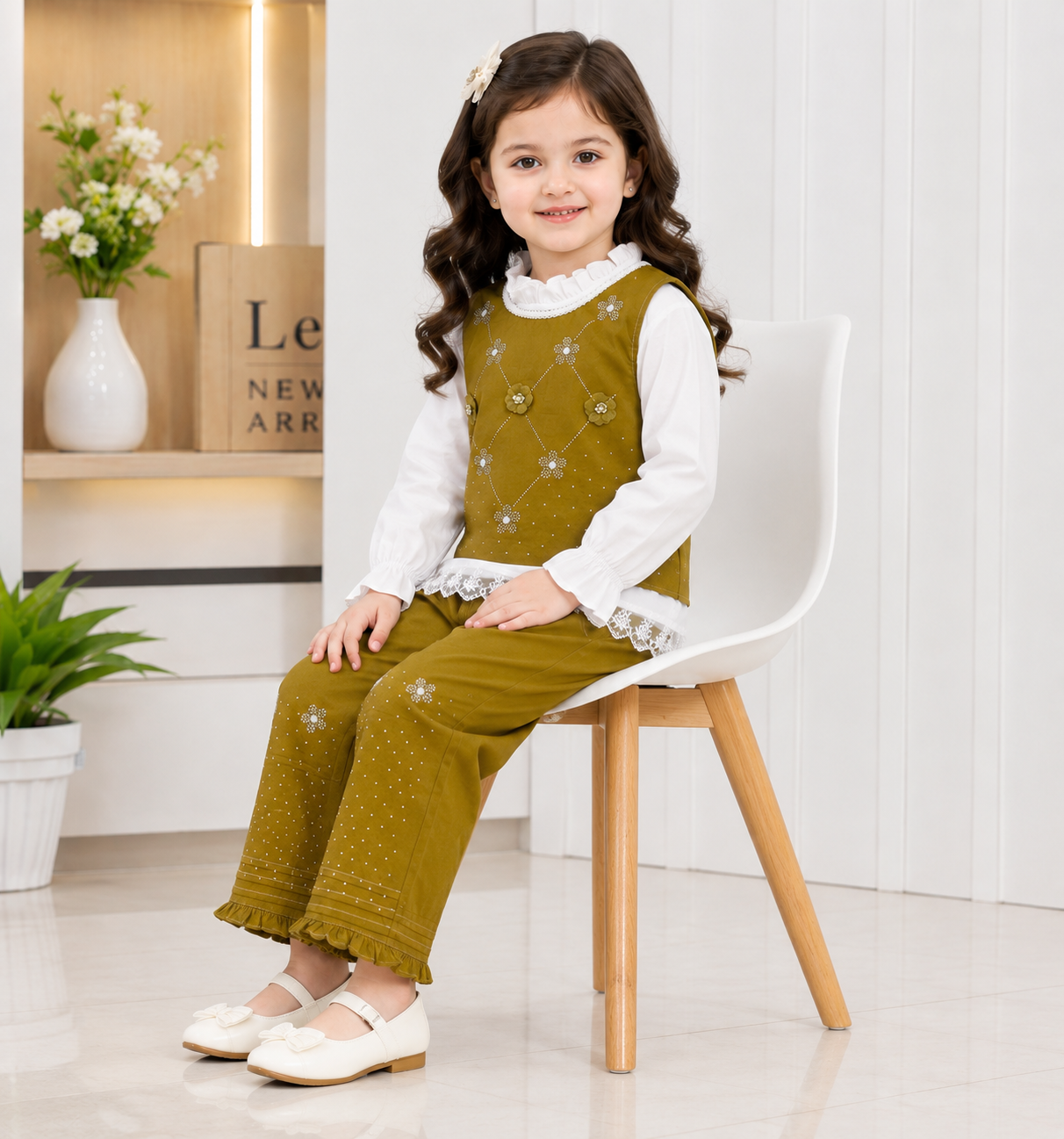 Girls Pink Embroidered 2-Piece Party Wear Suit – Stylish & Elegant