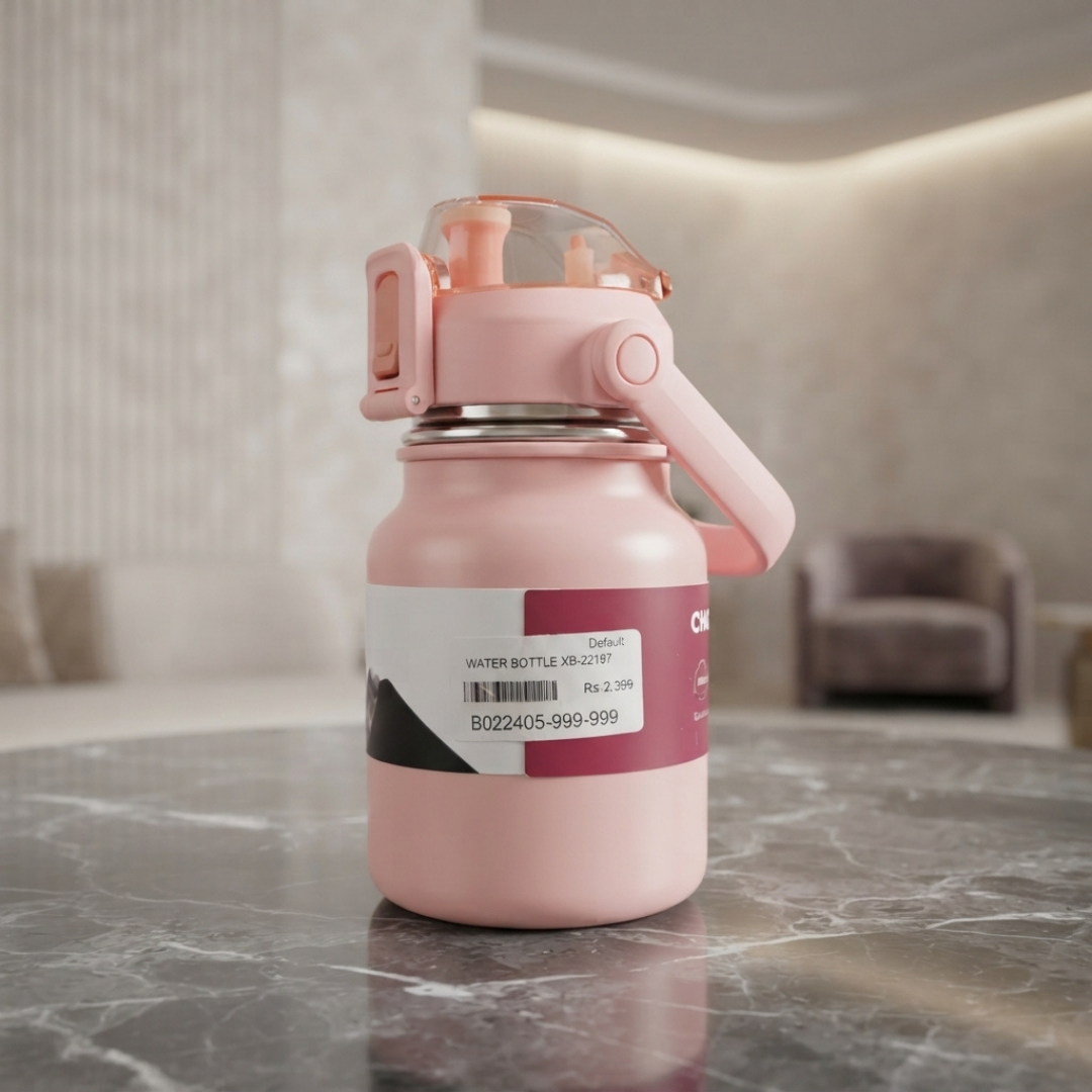 Pink Stainless Steel Water Bottle with Handle, Straw Lid and Tea Infuser