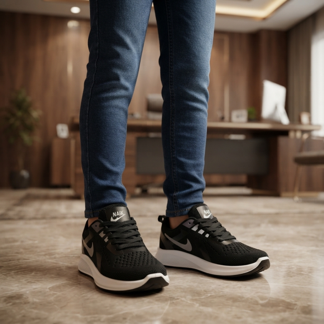 Boys Black Stylish Sneakers – Comfortable, Lightweight & Trendy Shoes for Boys