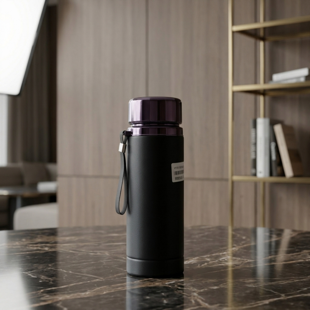 Premium Insulated Vacuum Water Bottle with Secure Lid and Carrying Strap – Durable Travel Sports Bottle