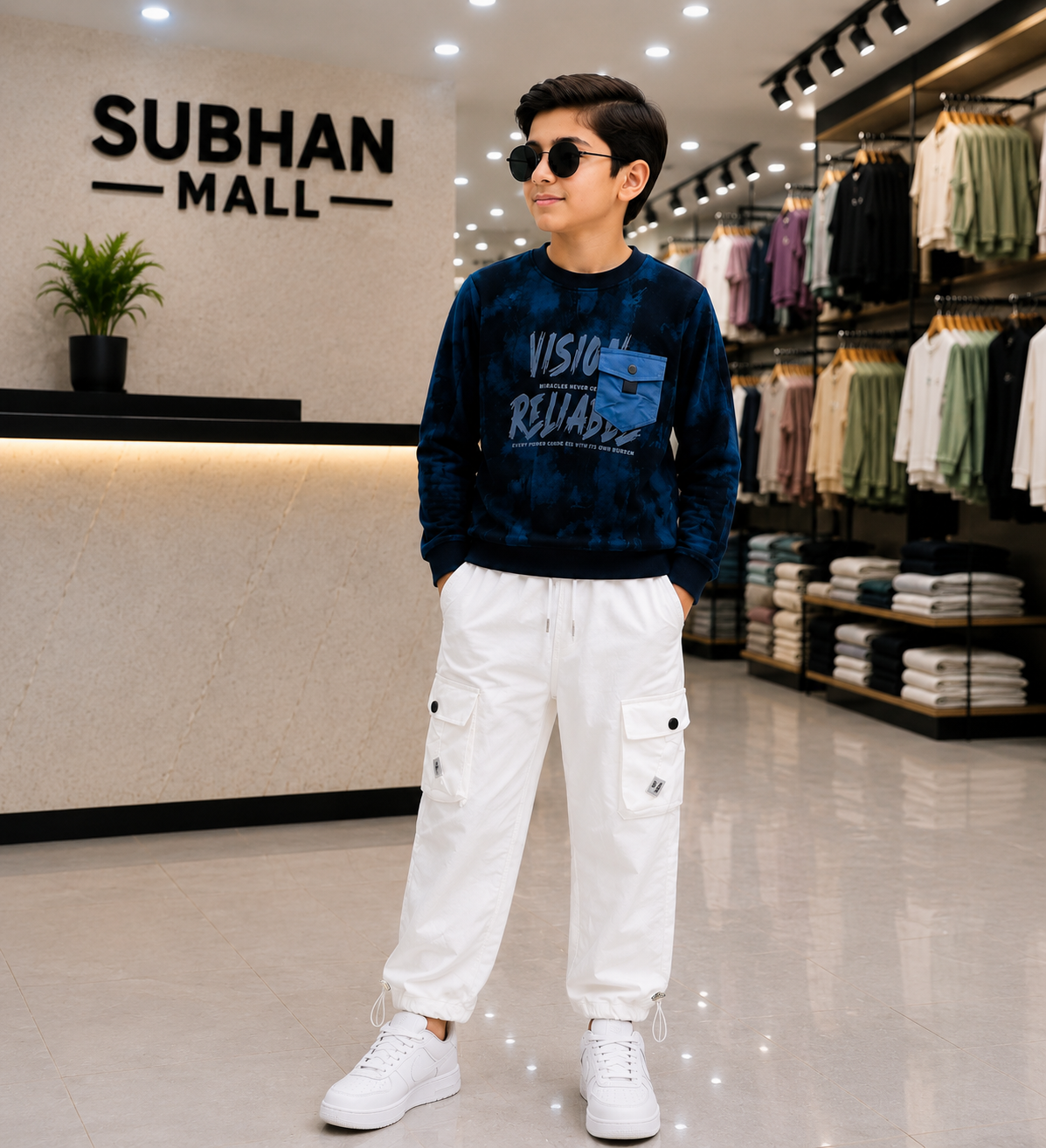 Boys Stylish Printed Sweatshirt & Cargo Pants Set – Premium Casual Winter Collection
