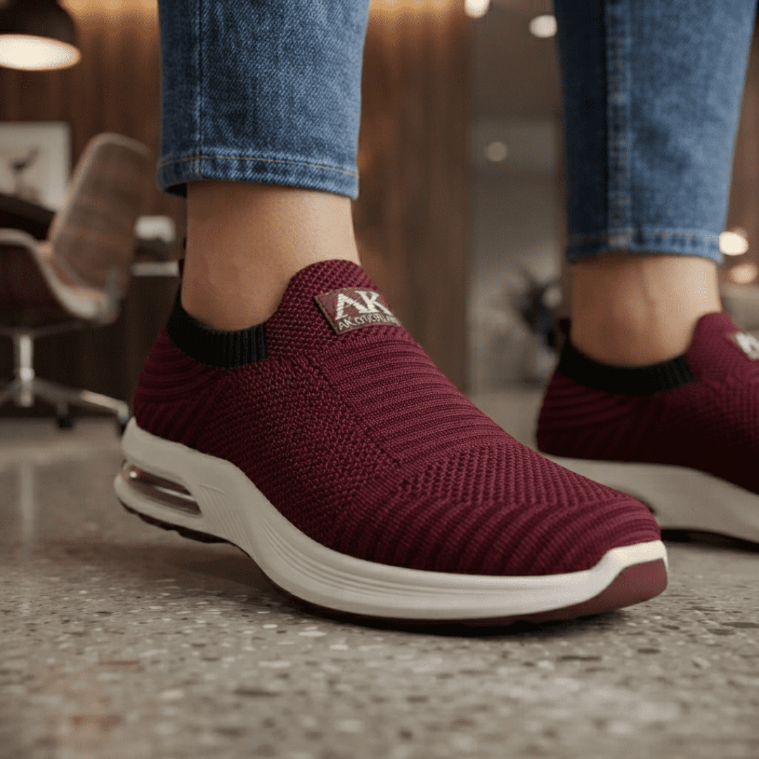 Maroon Air Cushion Casual Sneakers for Women