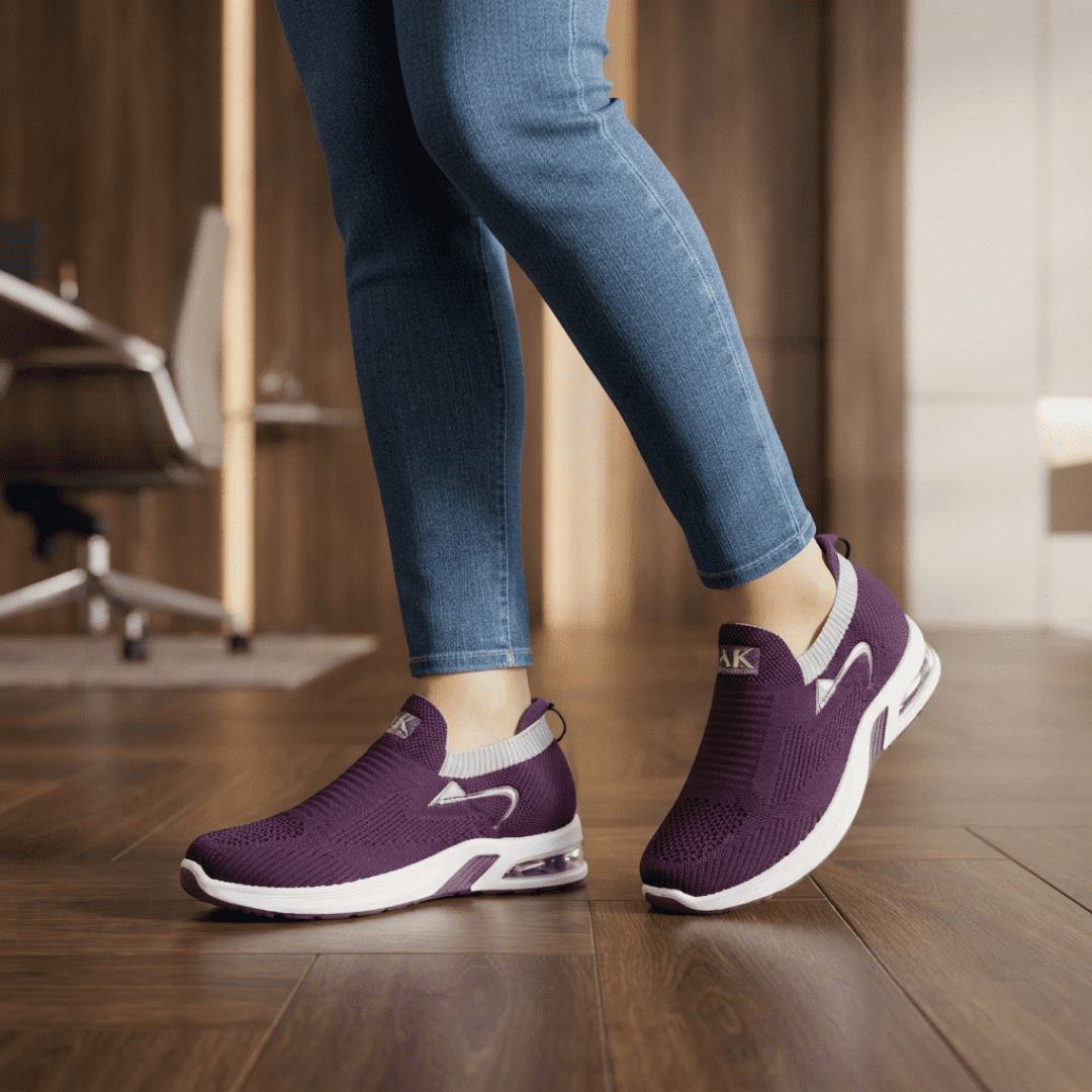 Purple Air Cushion Slip-On Sneakers for Women