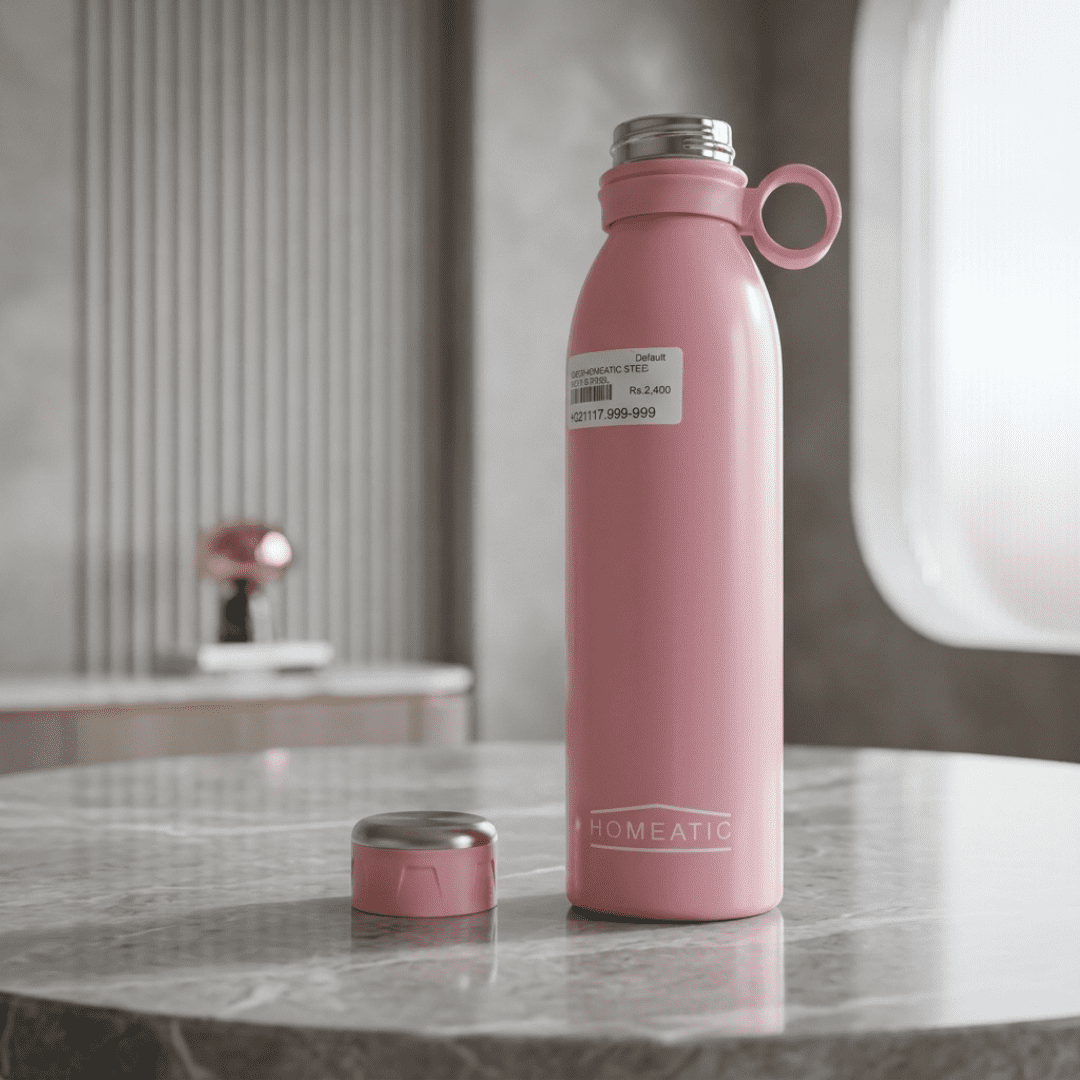 Premium Pink Stainless Steel Insulated Water Bottle with Carry Handle