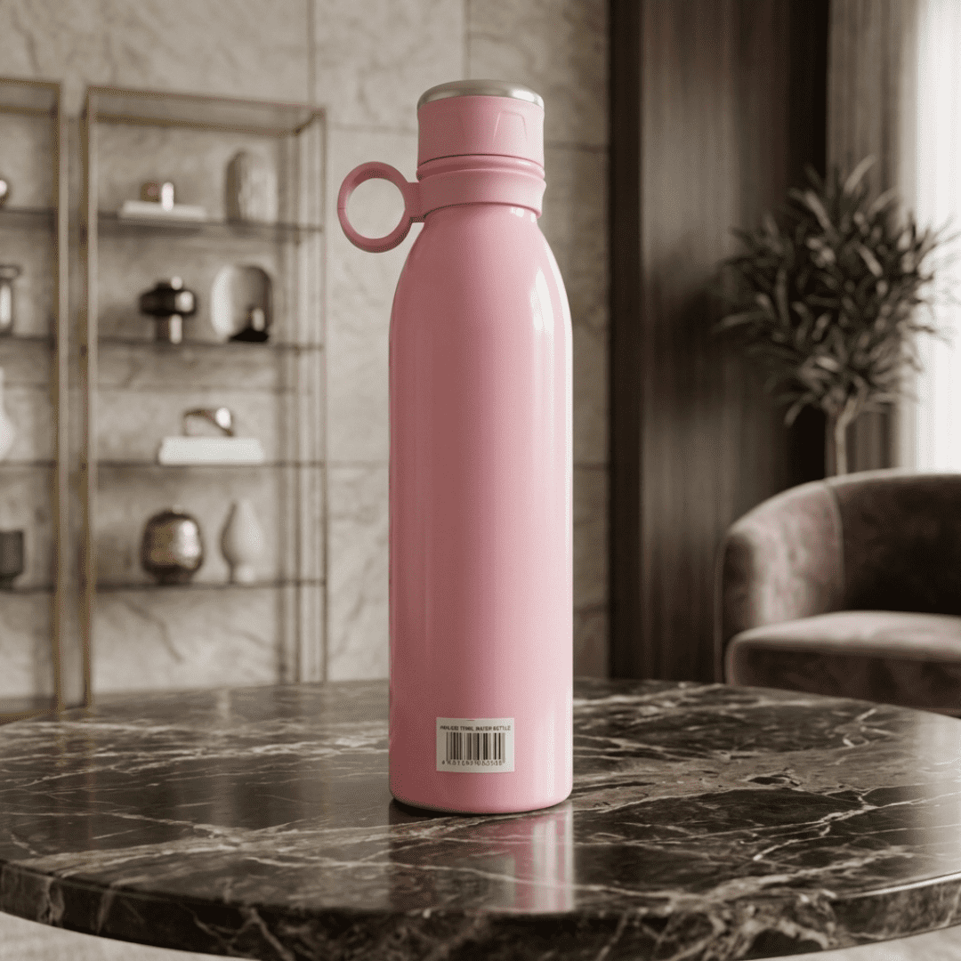 Premium Pink Stainless Steel Insulated Water Bottle with Carry Handle