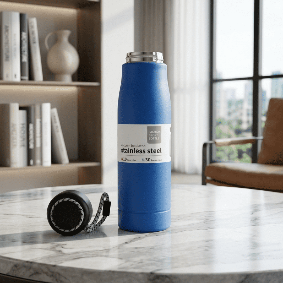Premium Blue Stainless Steel Hot & Cold Water Bottle