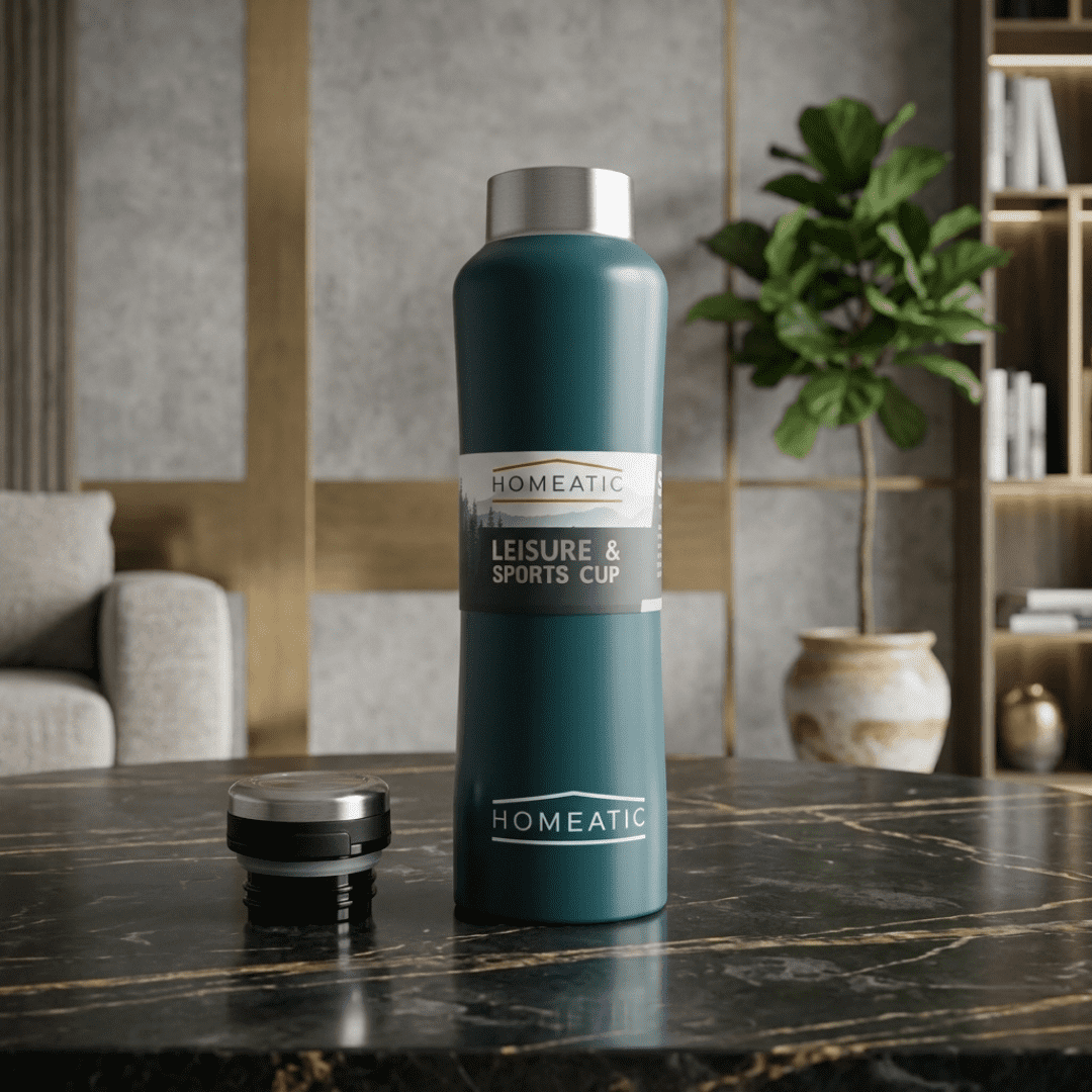 Premium Teal Stainless Steel Water Bottle – Leisure & Sports Cup with Carry Strap