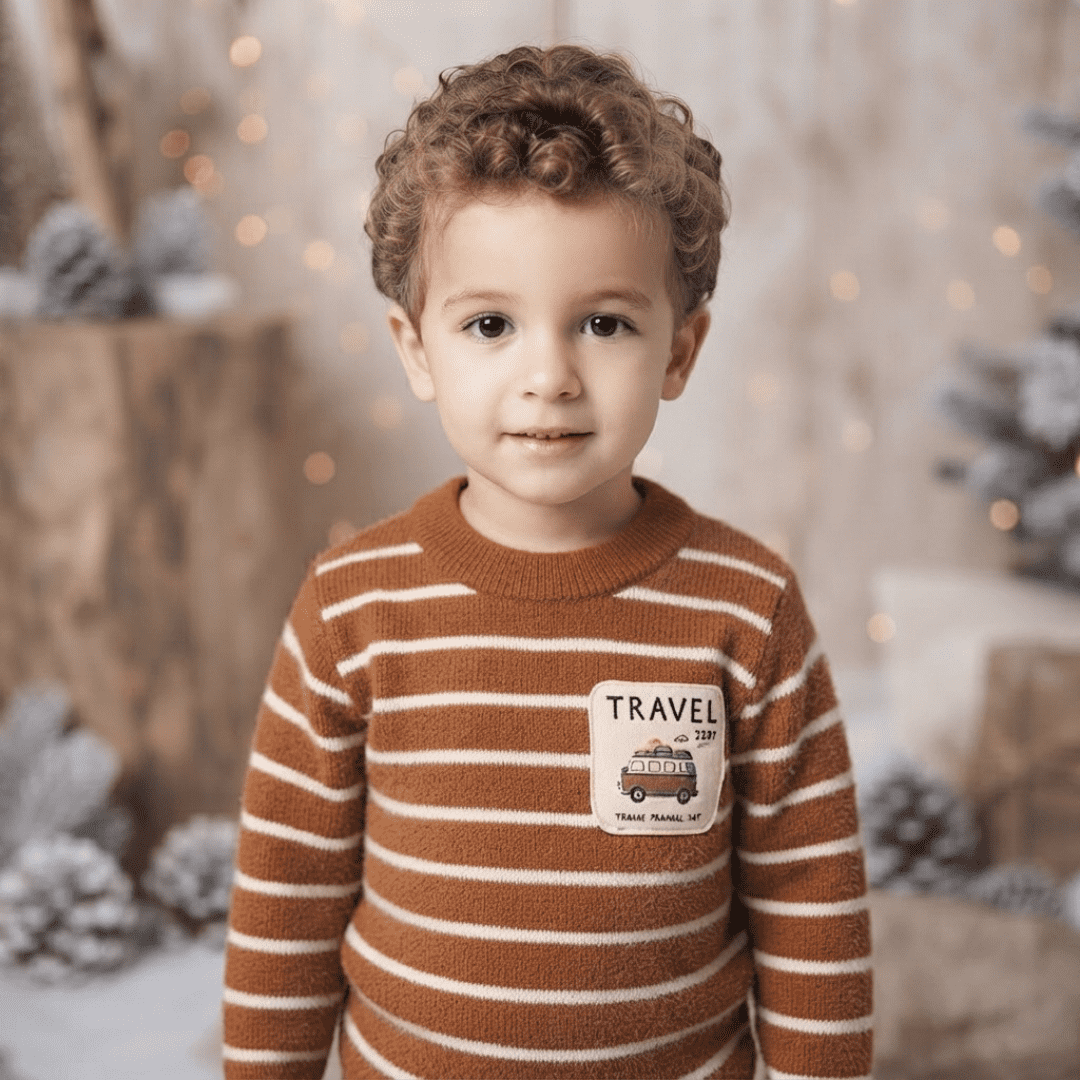 Brown Striped Winter Sweater for Boys