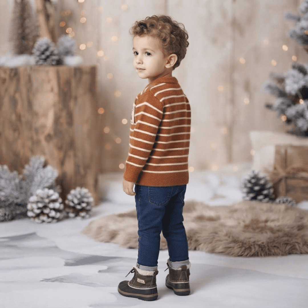 Brown Striped Winter Sweater for Boys