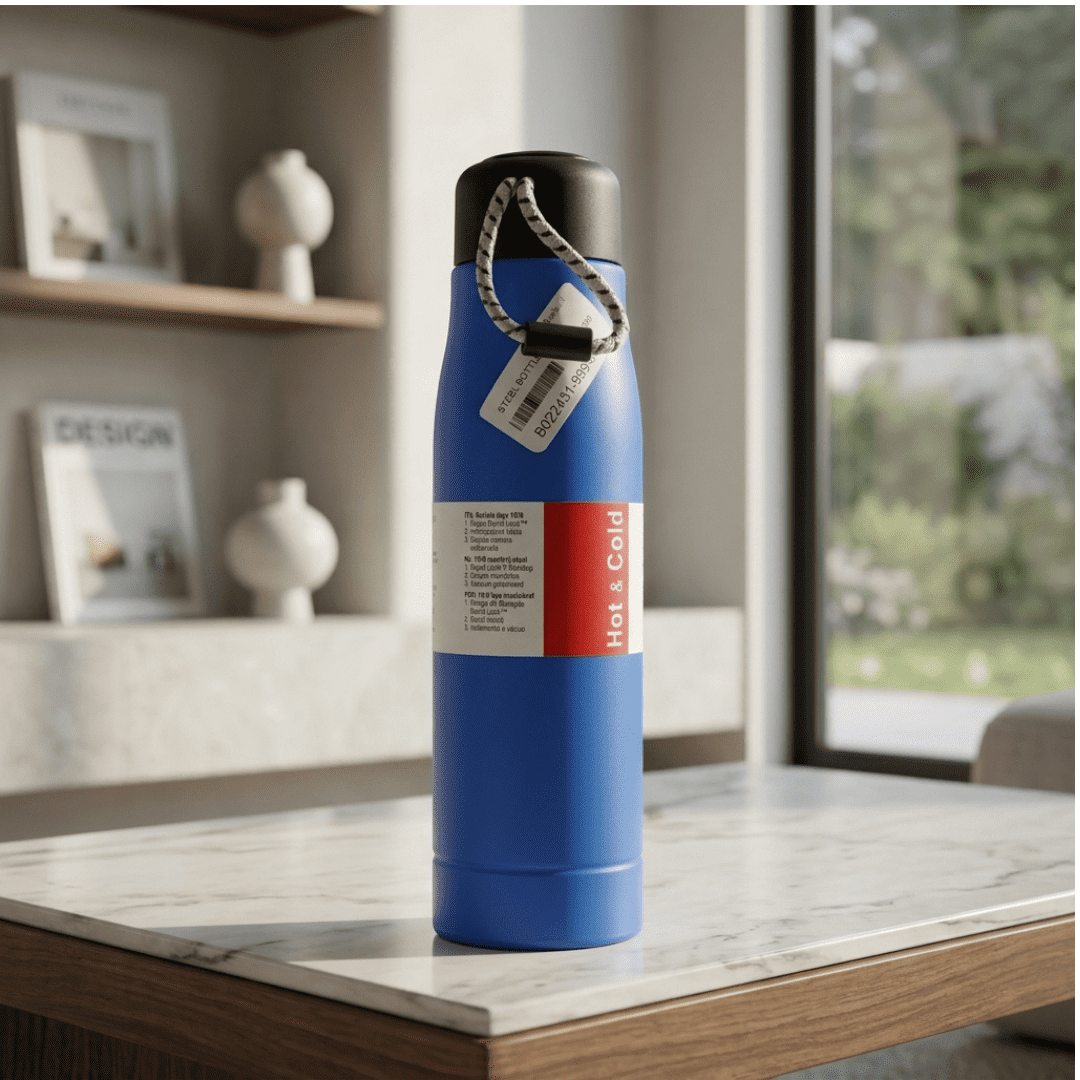 Premium Blue Stainless Steel Hot & Cold Water Bottle