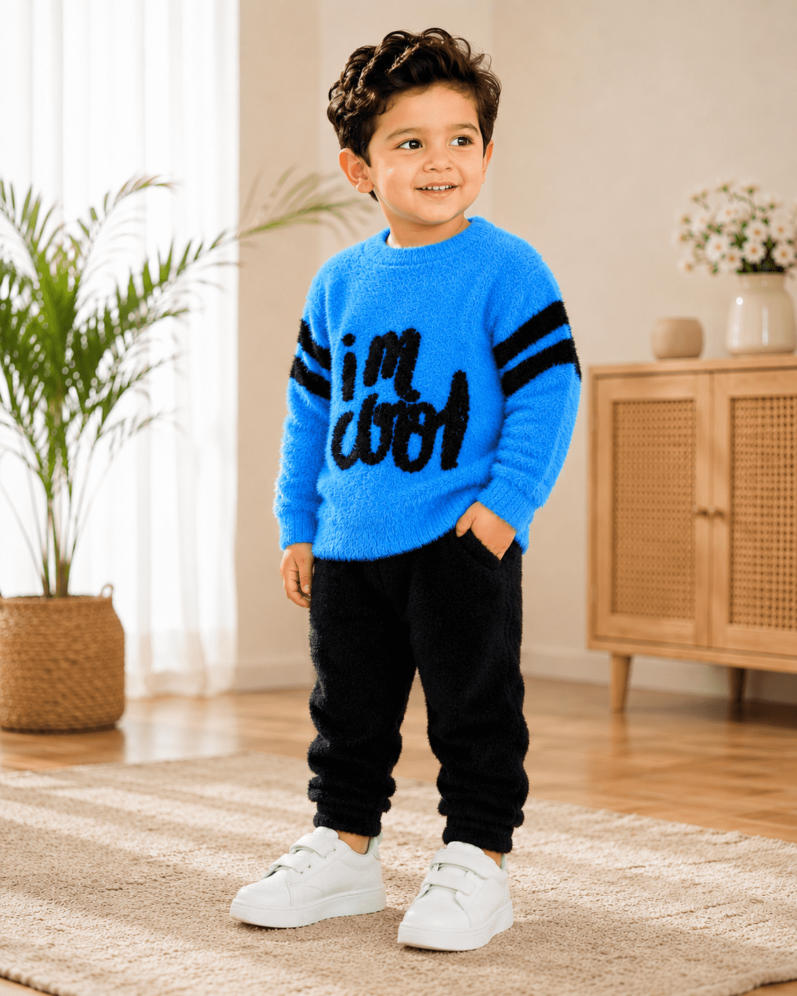 Premium Boys Blue & Black Winter Sweater Set