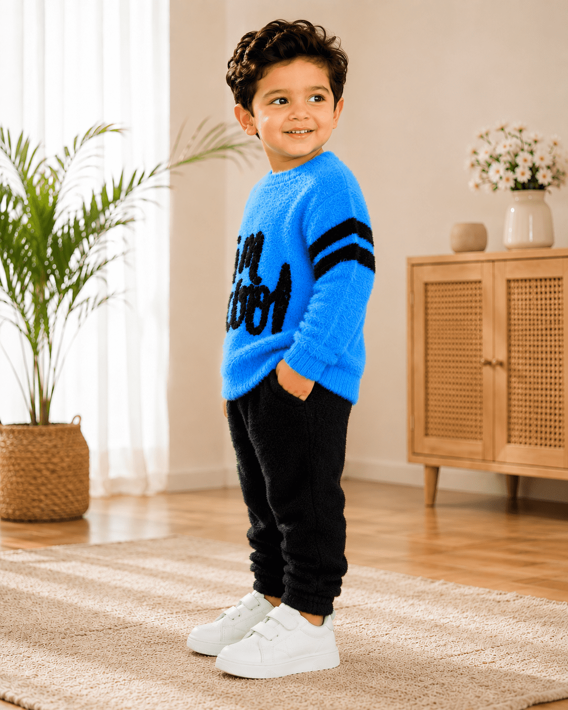 Premium Boys Blue & Black Winter Sweater Set