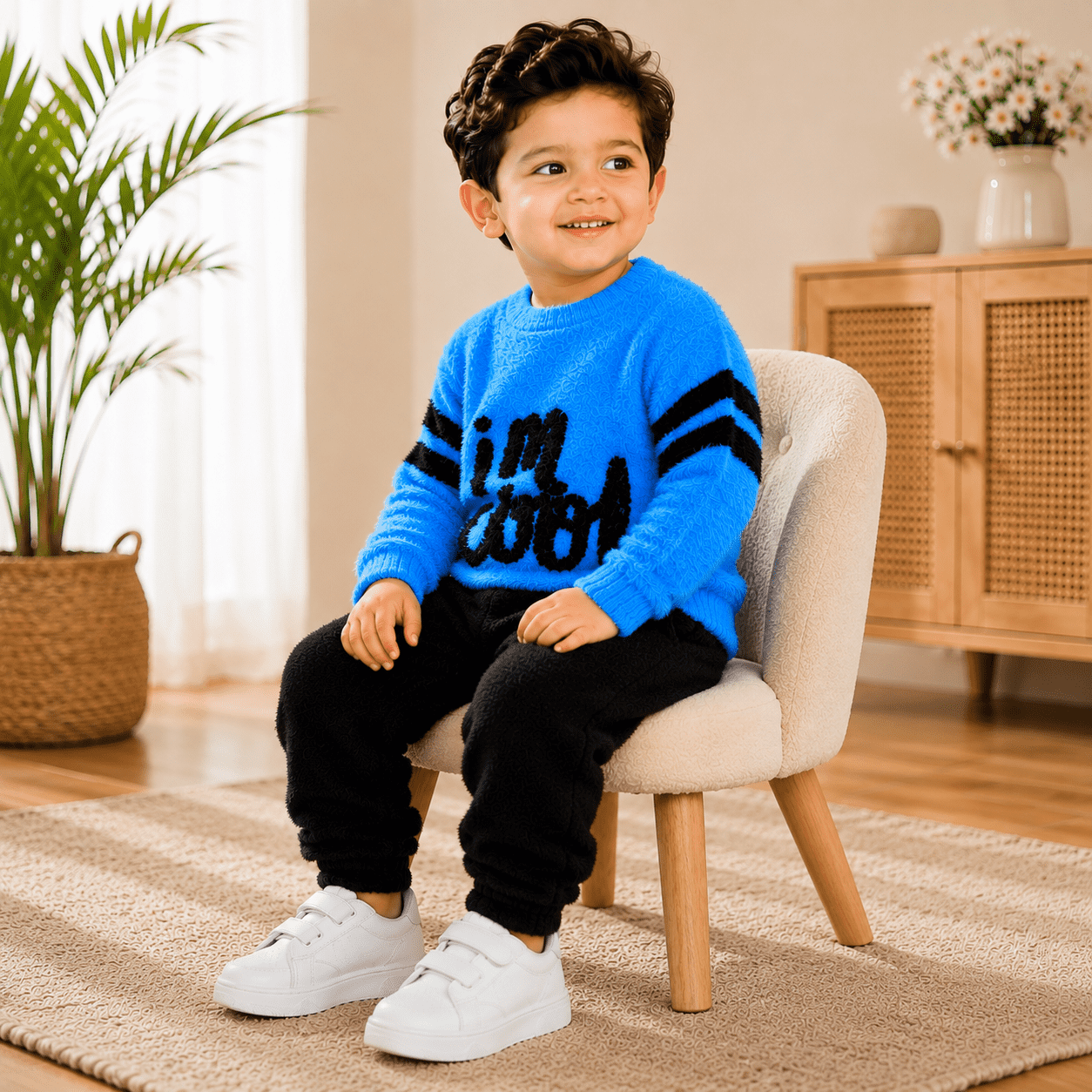 Premium Boys Blue & Black Winter Sweater Set